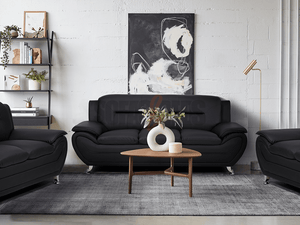 3 Seater Black Leather Sofa - Sofas & Beds Limited