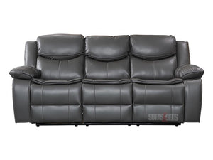 Reclined 3 Seater Grey Leather Recliner Sofa - Sofa Highgate | Sofas & Beds Ltd.