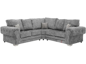 Kensal Grey Textured Fabric Corner Sofa - Lined Cushions