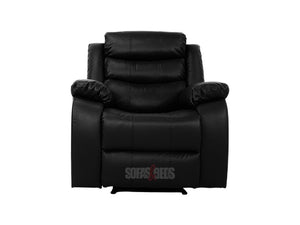Black Leather Recliner Arm Chair | Foam-filled cushion pads and Pocket sprung seat cushion - Sofas & Beds Limited