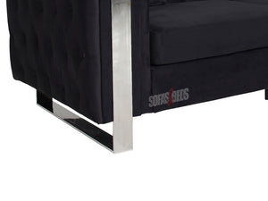 Kingsbury 3 Seater Black Velvet Sofa