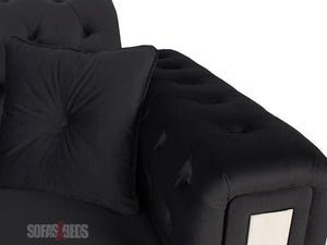 Kingsbury 2 Seater Black Velvet Sofa - Sofas & Beds