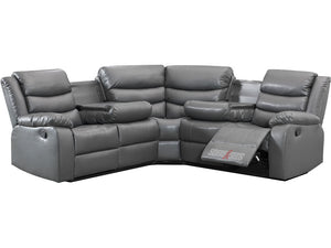 Sorrento Grey Leather Recliner Corner Sofa