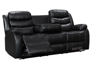 Sorrento 3 Seater Black Leather Recliner Sofa