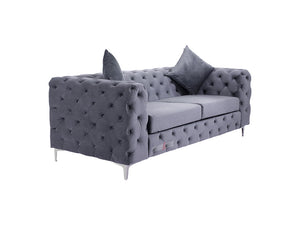 Kennington 3 Seater Grey Velvet Fabric Sofa - Ex Display - Slight Damage