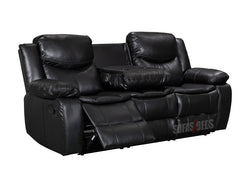 Reclined 3 Seater Black Leather Recliner Sofa - Sofa Highgate | Sofas & Beds Ltd.