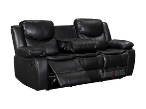 Highgate 3 Seater Black Leather Recliner Sofa