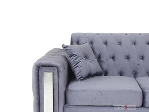3 Seater Sofa in Grey Velvet | Sofas & Beds Limited