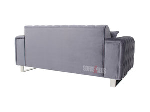 2 Seater Sofa in Grey Velvet | Sofas & Beds Limited