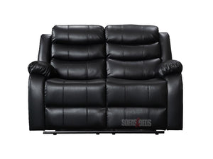 2 seater recliner sofa - Black Leather | Adjustable Leg Rests With Manual Reclining System - Sofa & Beds Limited