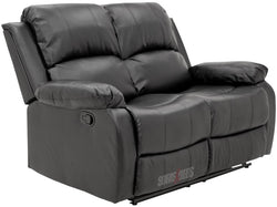 2 Seater Black Leather Recliner Sofa - Crofton Air Leather Sofa | Sofas & Beds Ltd.