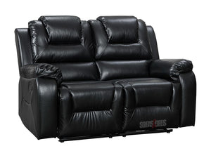 Vancouver 2 Seater Black Leather Recliner Sofa