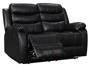 Sorrento 2 Seater Black Leather Recliner Sofa