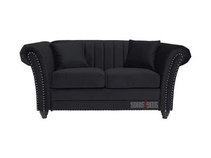 3+2 Seater Lined Black Velvet Fabric Sofa - Sofa Fitzrovia | Sofas & Beds Ltd.