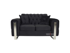 Kingsbury 2 Seater Black Velvet Sofa - Sofas & Beds
