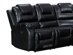 Vancouver Black Leather Recliner Corner Sofa