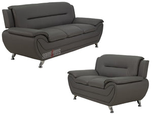 Millbank 3+2 Grey Leather Sofa Set