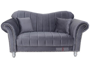 Wembley 2 Seater Grey Velvet Lined Sofa - Sofas & Beds Ltd