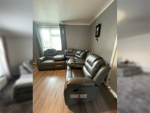 Vancouver Grey Leather Recliner Corner Sofa