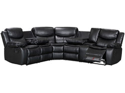 Reclined Black Leather Recliner Corner Sofa - Sofa Highgate | Sofas & Beds Ltd.