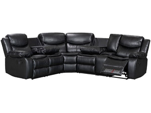 Highgate Black Leather Recliner Corner Sofa
