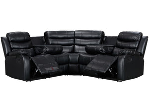 Sorrento Black Leather Recliner Corner Sofa