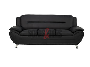 3 Seater Black Leather Sofa - Sofas & Beds Limited