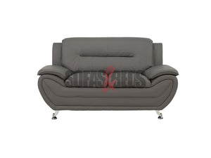 2 seater Grey Leather Sofa - Sofas & Beds Limited