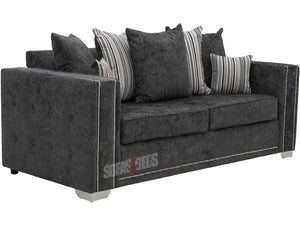Kensington Dark Grey Textured Fabric 3 Seater Sofa - Lined Cushions