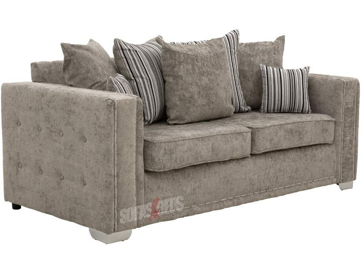 Side View of 3 Seater Truffle Textured Fabric Sofa - Sofa Kensington | Sofas & Beds Ltd.