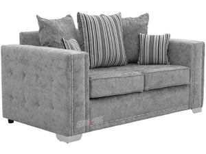 Kensington 2 Seater Grey Textured Fabric Sofa - Lined Cushions
