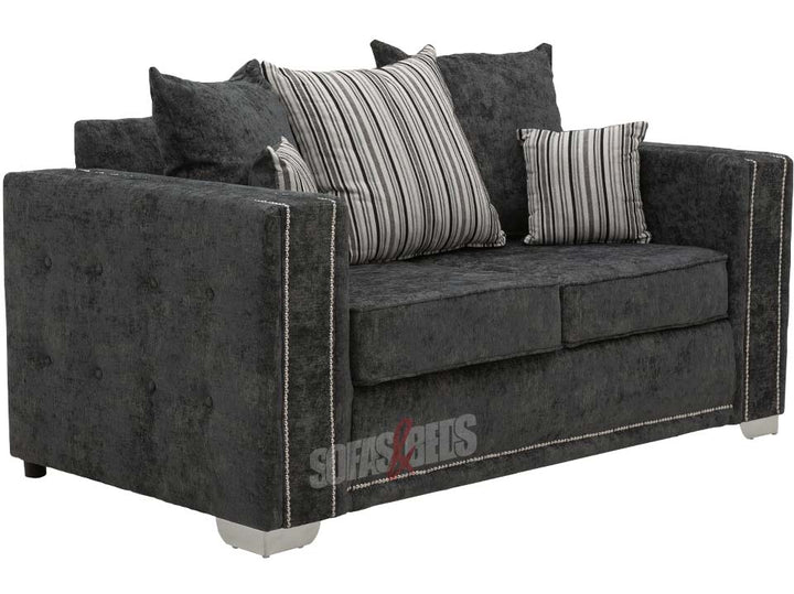 Side View of 2 Seater Dark Grey Textured Fabric Sofa - Sofa Kensington | Sofas & Beds Ltd.