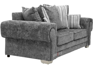 Chingford 3 Seater Grey Textured Fabric Sofa - Lined Cushions