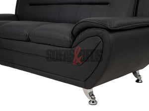 2 Seater Black Leather Sofa - Sofas & Beds Limited