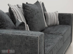 Side View of 2 Seater Dark Grey Textured Fabric Sofa - Sofa Kensington | Sofas & Beds Ltd.