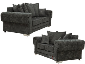 Chingford 3+2 Dark Grey Textured Fabric Sofa Set