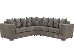 Truffle Textured Fabric Corner Sofa with Striped Pillows and its Divided form | Sofas & Beds Ltd.