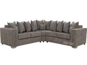 Kensington Truffle Textured Fabric Corner Sofa - Lined Cushions