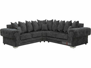 Chingford Dark Grey Textured Chenille Fabric Corner Sofa
