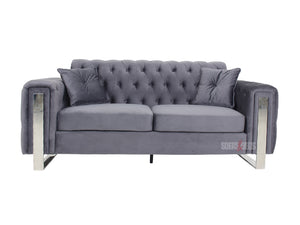 3+2 Seater Sofa Set in Grey Velvet | Sofas & Beds Limited