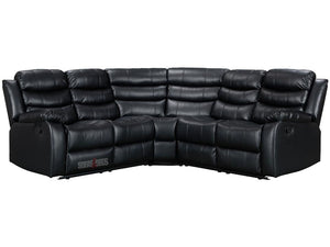 Recliner Corner Sofa - Black Leather | Reclining System - By Sofas & Beds Limited