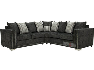 Kensington Dark Grey Textured Fabric Corner Sofa - Lined Cushions