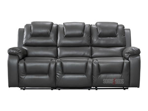 Vancouver 3 Seater Grey Leather Recliner Sofa