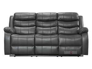 Sorrento 3 Seater Grey Leather Recliner Sofa