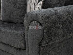 2 Seater Dark Grey Textured Chenille Fabric Sofa - Sofa Chingford | Sofas & Beds Ltd.