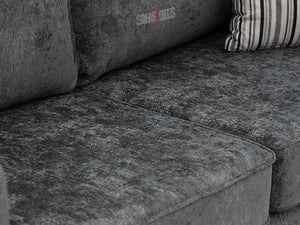 Side View of 3 Seater Dark Grey Textured Fabric Sofa - Sofa Kensal | Sofas & Beds Ltd.