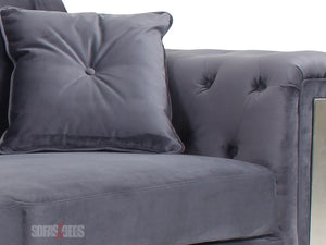 3 Seater Sofa in Grey Velvet | Sofas & Beds Limited