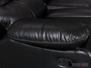 Reclined 3 Seater Black Leather Recliner Sofa - Sofa Highgate | Sofas & Beds Ltd.