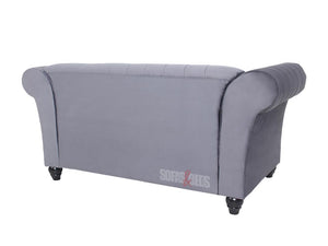 3+2 Seater Lined Grey Velvet Fabric Sofa - Sofa Fitzrovia | Sofas & Beds Ltd.
