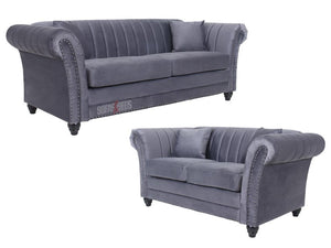 Fitzrovia 3+2 Grey Velvet Fabric Sofa Set